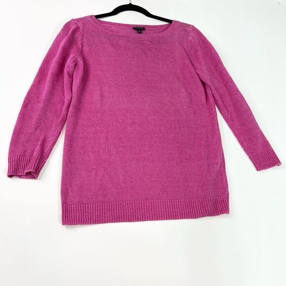 Talbots Sweater Womens Small Linen Open Knit 3/4 Sleeve Pink Lightweight - Picture 1 of 8